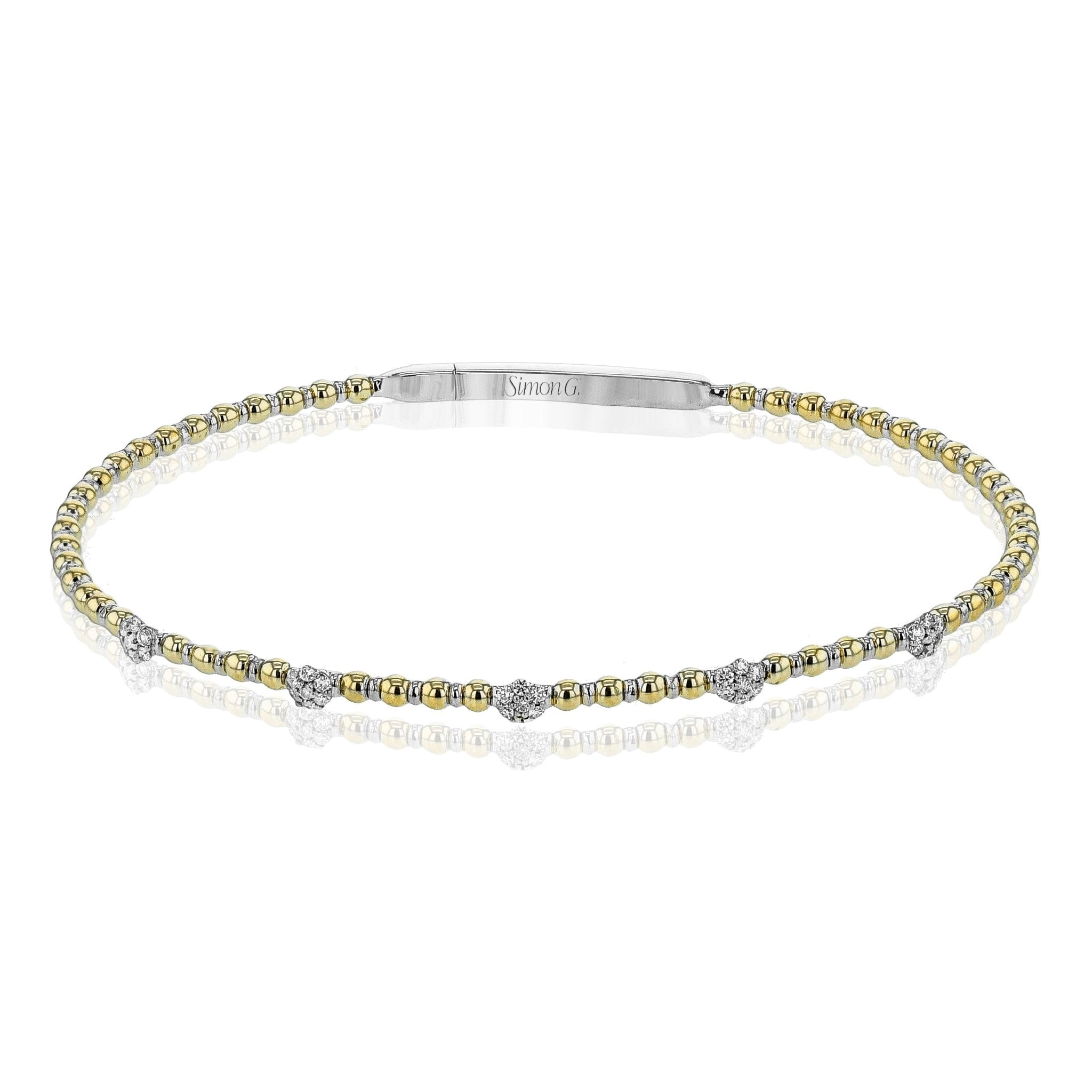 Diamond Station Bangle in 18k Gold with Diamonds - Simon G. Jewelry