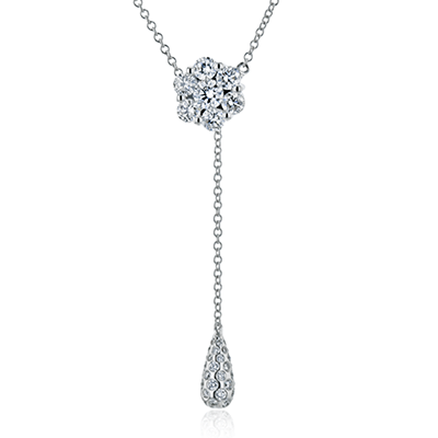 Drop Pendant Necklace in 18k Gold with Diamonds - Simon G. Jewelry