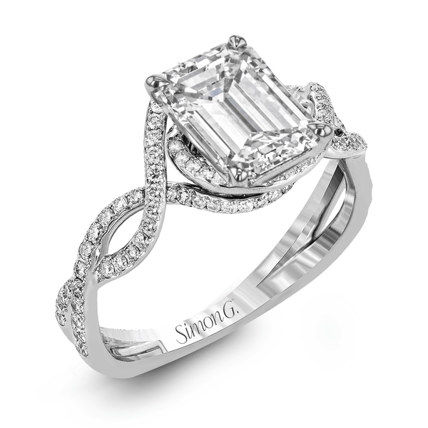 Emerald - Cut Criss - Cross Engagement Ring In 18k Gold With Diamonds - Simon G. Jewelry