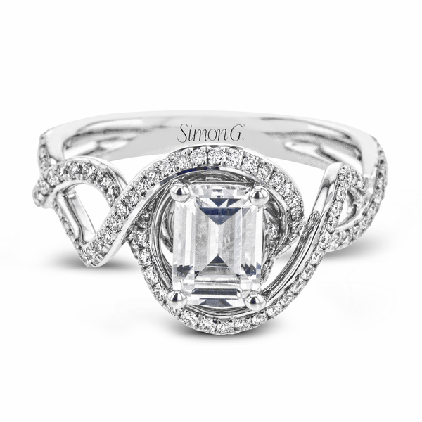 Emerald - Cut Criss - Cross Engagement Ring In 18k Gold With Diamonds - Simon G. Jewelry