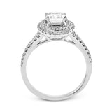 Emerald - Cut Double - Halo Engagement Ring In 18k Gold With Diamonds - Simon G. Jewelry