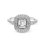 Emerald - Cut Double - Halo Engagement Ring In 18k Gold With Diamonds - Simon G. Jewelry