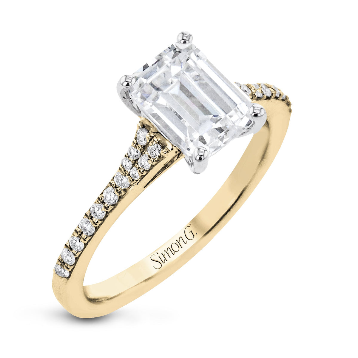 Emerald-Cut Engagement Ring In 18k Gold With Diamonds – Simon G
