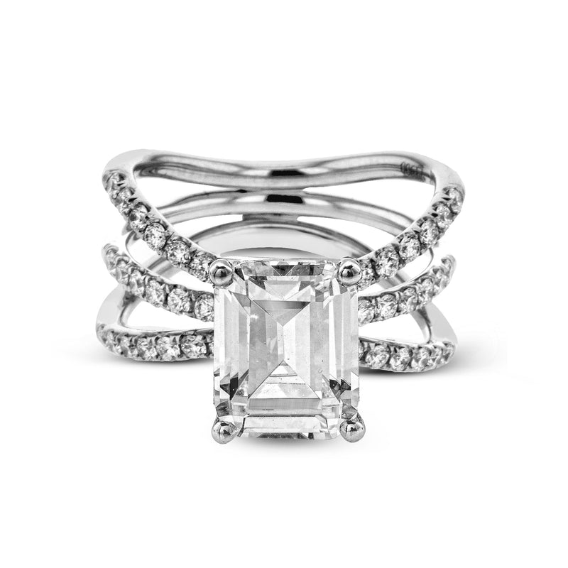 Emerald - cut Engagement Ring & Matching Wedding Band in 18k Gold with Diamonds - Simon G. Jewelry