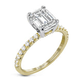 Emerald - cut Engagement Ring & Matching Wedding Band in 18k Gold with Diamonds - Simon G. Jewelry