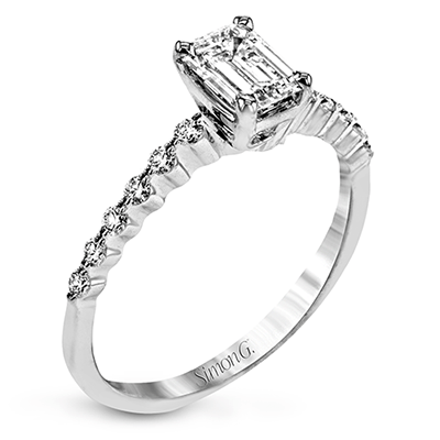 Emerald - cut Engagement Ring & Matching Wedding Band in 18k Gold with Diamonds - Simon G. Jewelry