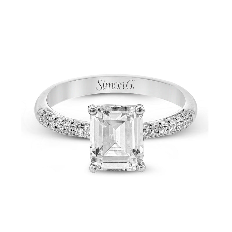 Emerald - cut Engagement Ring & Matching Wedding Band in 18k Gold with Diamonds - Simon G. Jewelry