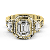 Emerald - cut Halo Engagement Ring in 18k Gold with Diamonds - Simon G. Jewelry