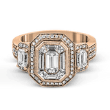 Emerald - cut Halo Engagement Ring in 18k Gold with Diamonds - Simon G. Jewelry
