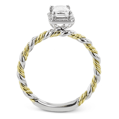 Emerald - cut Halo Engagement Ring in 18K Gold with Diamonds - Simon G. Jewelry