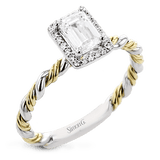 Emerald - cut Halo Engagement Ring in 18K Gold with Diamonds - Simon G. Jewelry