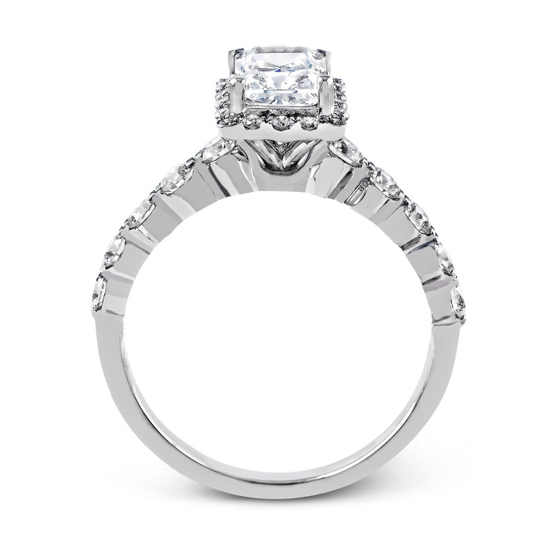 Emerald - cut Halo Engagement Ring in 18k Gold with Diamonds - Simon G. Jewelry