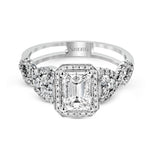 Emerald - Cut Halo Engagement Ring In 18k Gold With Diamonds - Simon G. Jewelry