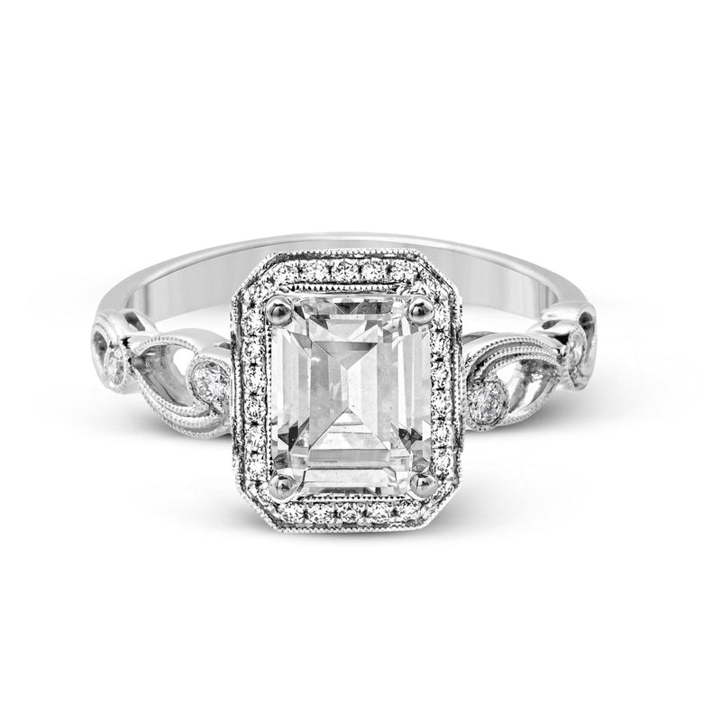 Emerald - Cut Halo Engagement Ring In 18k Gold With Diamonds - Simon G. Jewelry