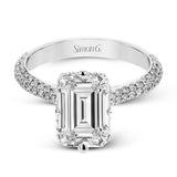 Emerald - Cut Hidden Halo Engagement Ring In 18k Gold With Diamonds - Simon G. Jewelry