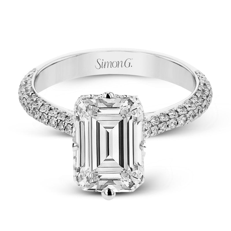 Emerald - Cut Hidden Halo Engagement Ring In 18k Gold With Diamonds - Simon G. Jewelry