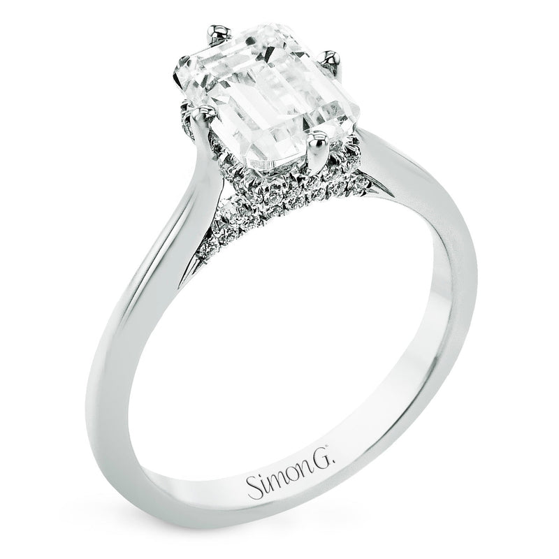 Emerald - Cut Hidden Halo Engagement Ring In 18k Gold With Diamonds - Simon G. Jewelry