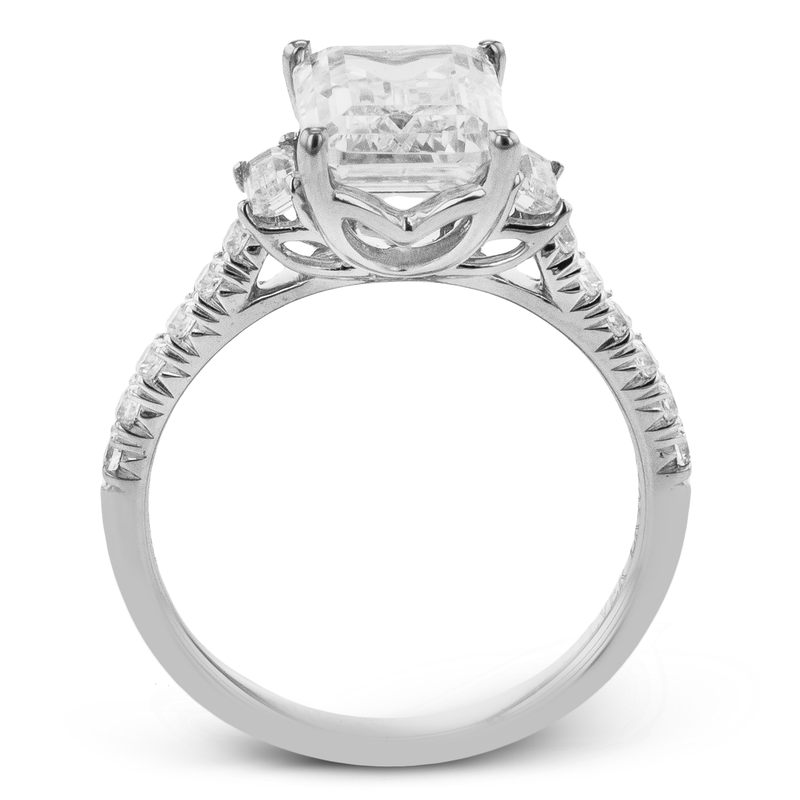 Emerald - cut Three - stone Engagement Ring in 18k Gold with Diamonds - Simon G. Jewelry