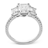 Emerald - cut Three - stone Engagement Ring in 18k Gold with Diamonds - Simon G. Jewelry