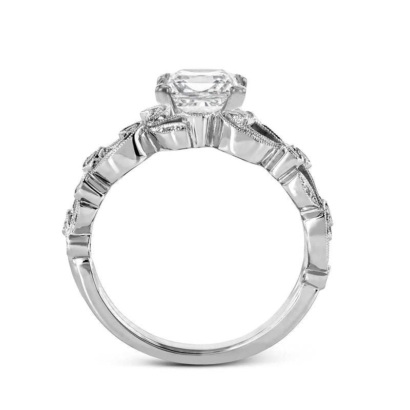 Emerald - cut Trellis Engagement Ring & Matching Wedding Band in 18k Gold with Diamonds - Simon G. Jewelry