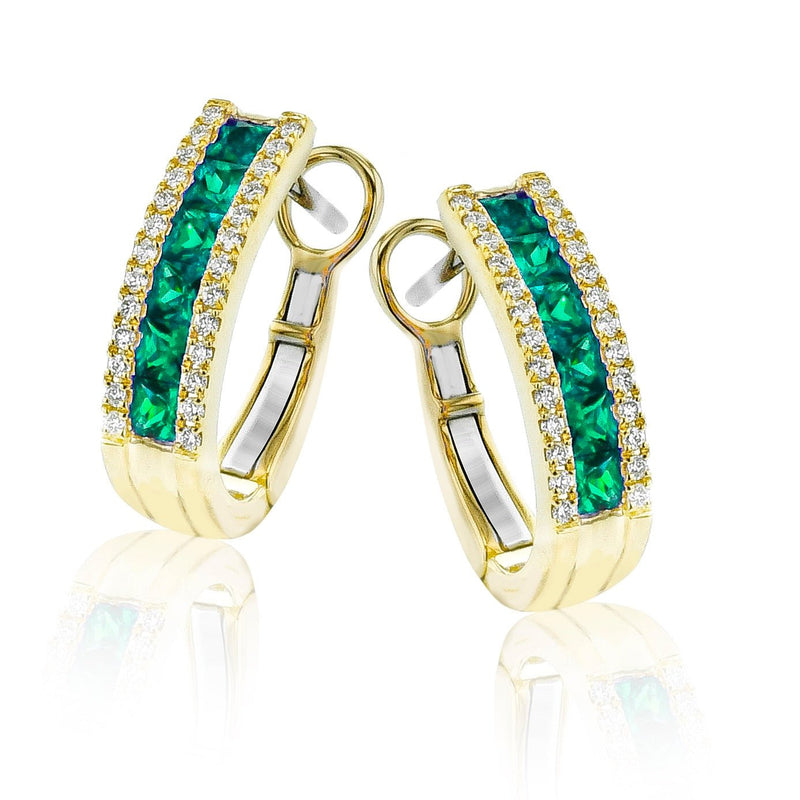 Emerald Earrings in 18k Gold with Diamonds - Simon G. Jewelry