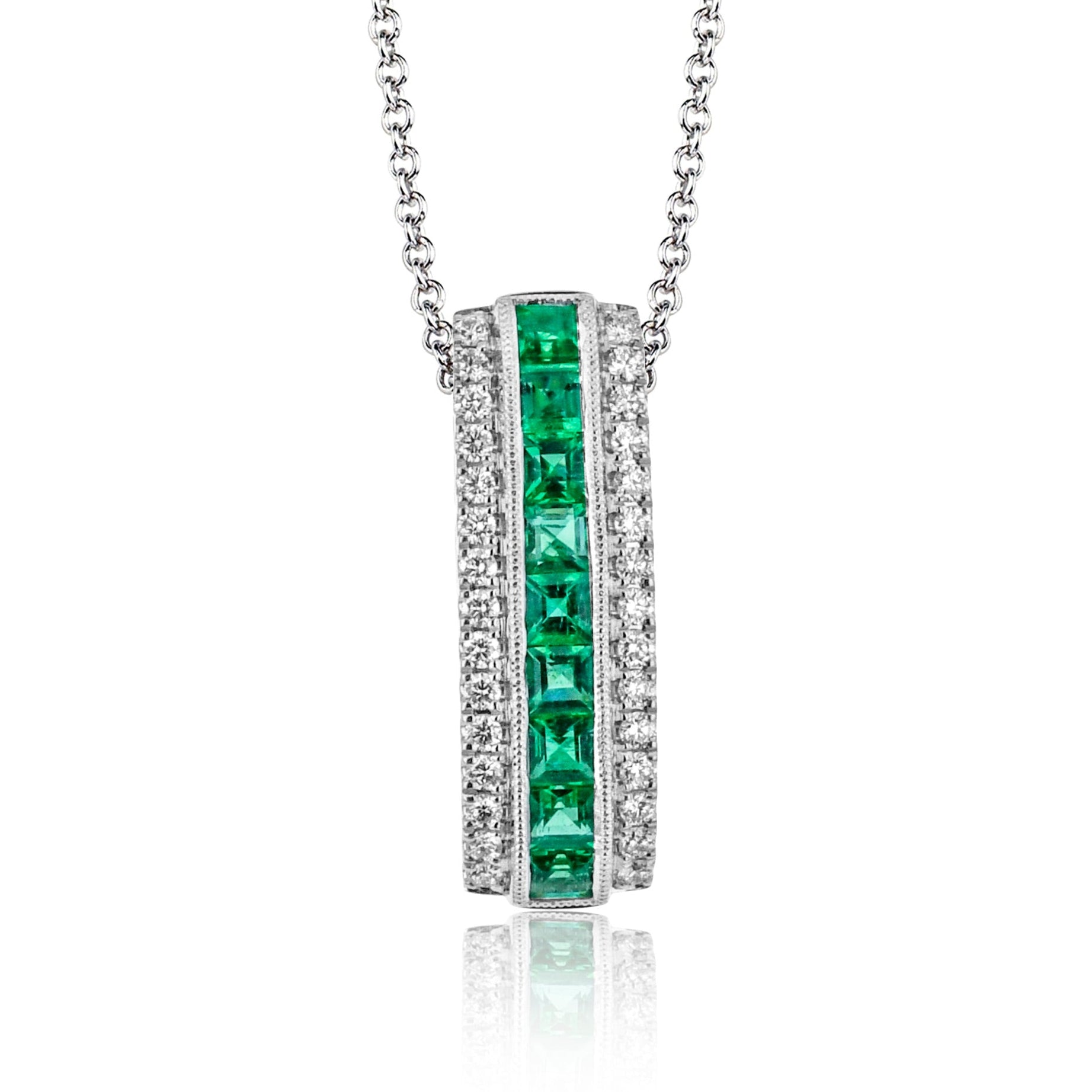 Emerald Pendant in 18k Gold with Diamonds - Simon G. Jewelry