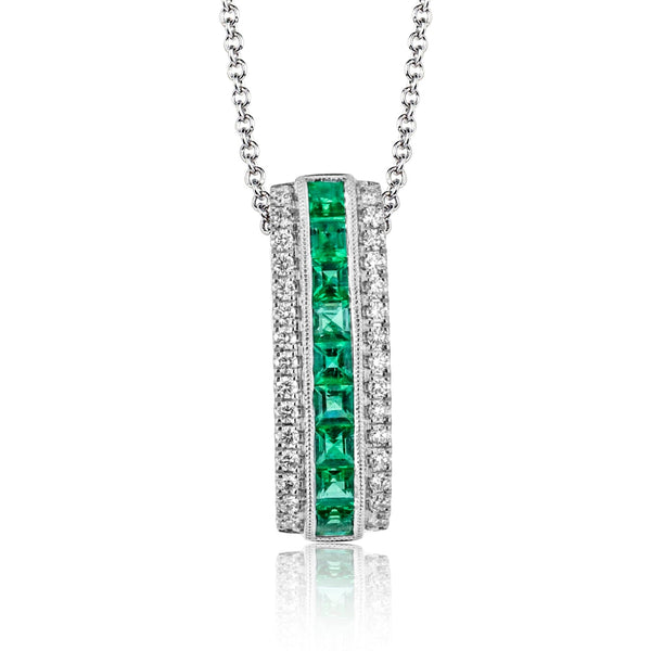 Emerald Pendant in 18k Gold with Diamonds - Simon G. Jewelry