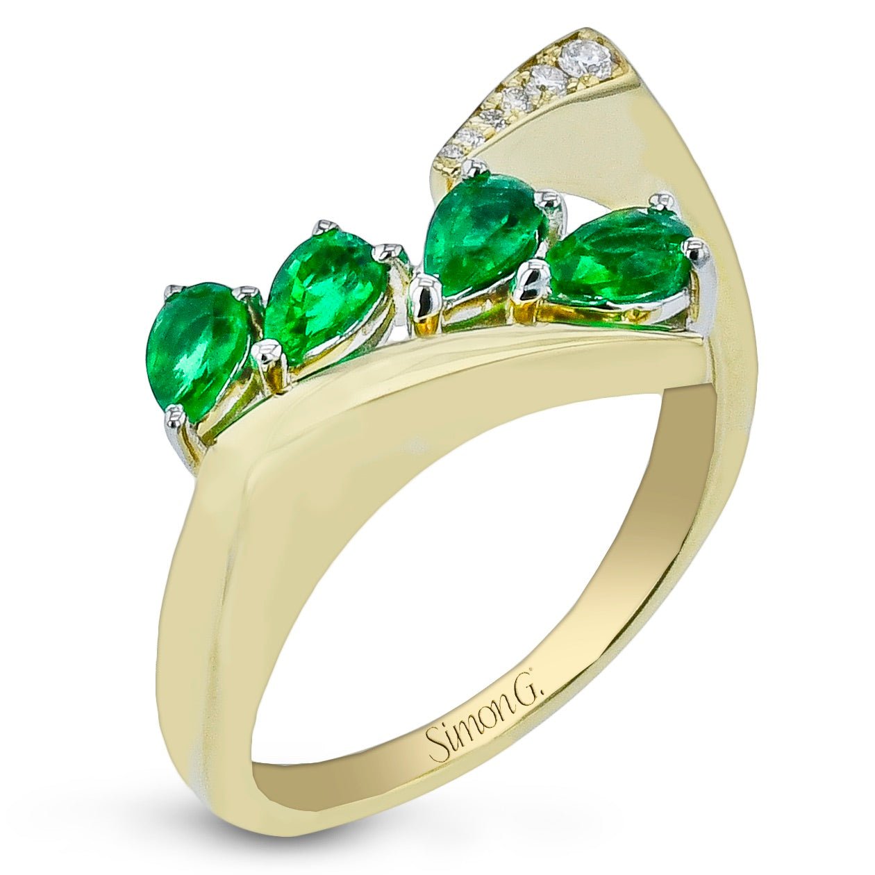 Emerald Ring in 18k Gold with Diamonds - Simon G. Jewelry