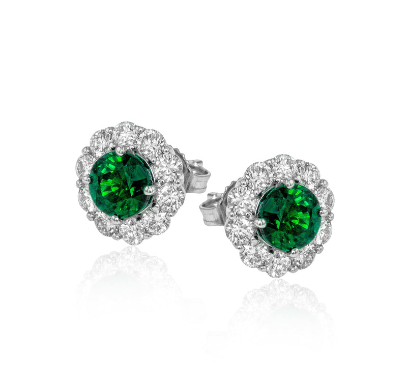 Emerald Stud Earrings in 18k Gold with Diamonds - Simon G. Jewelry
