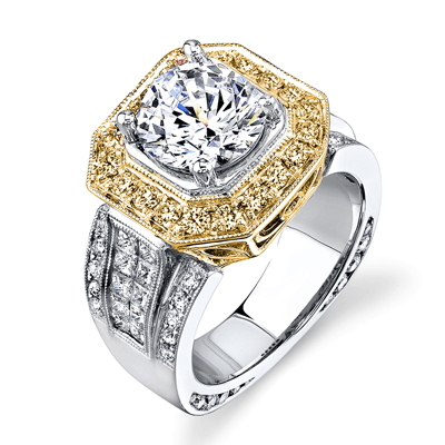 Engagement Ring in 18k Gold with Diamonds - Simon G. Jewelry