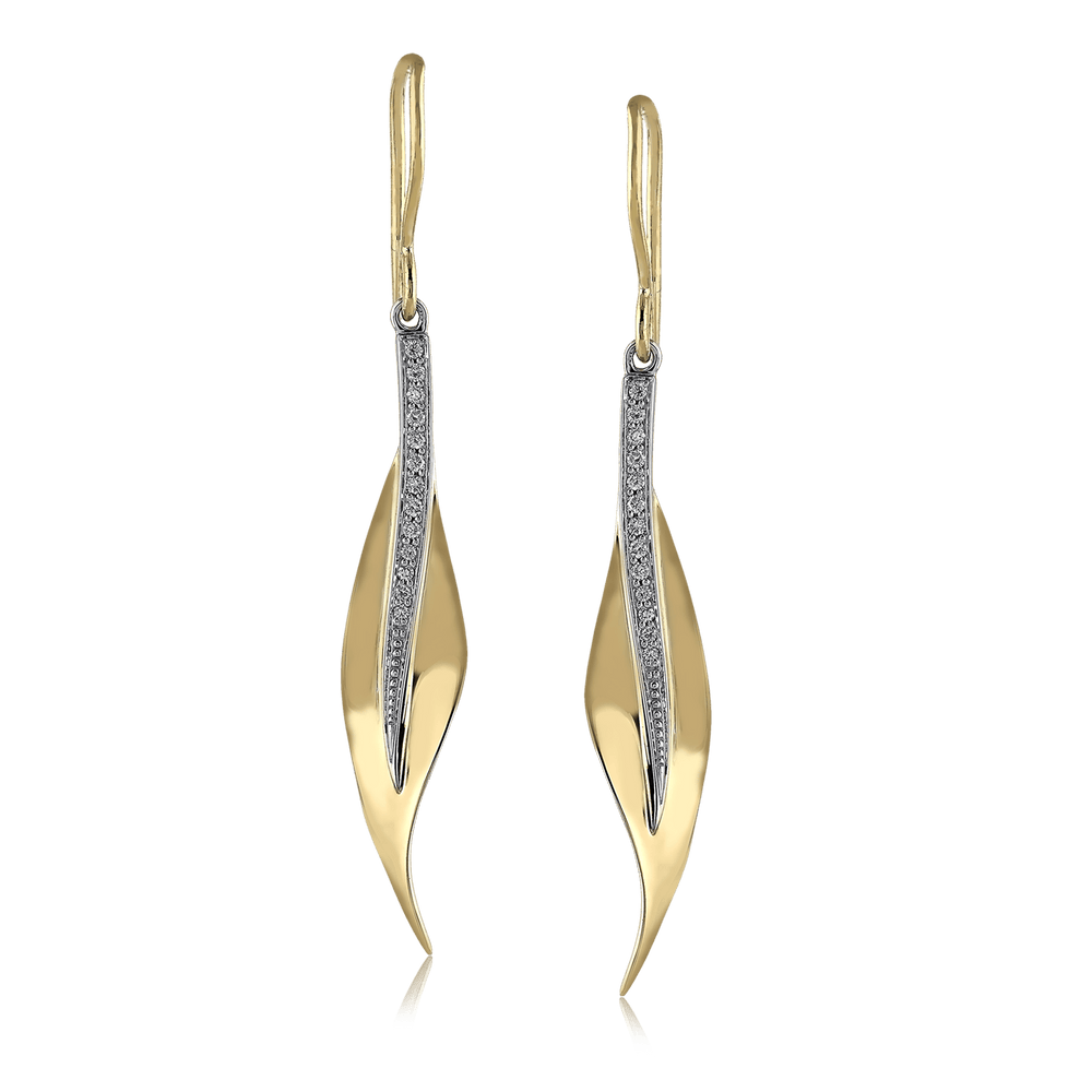 Fallen Leaves Drop Earrings in 18k Gold with Diamonds