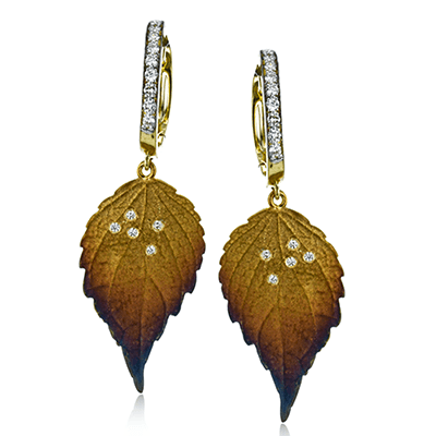 Fallen Leaves Earrings in 18k Gold with Diamonds - Simon G. Jewelry