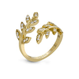 Fallen Leaves Fashion Ring In 18k Gold With Diamonds - Simon G. Jewelry