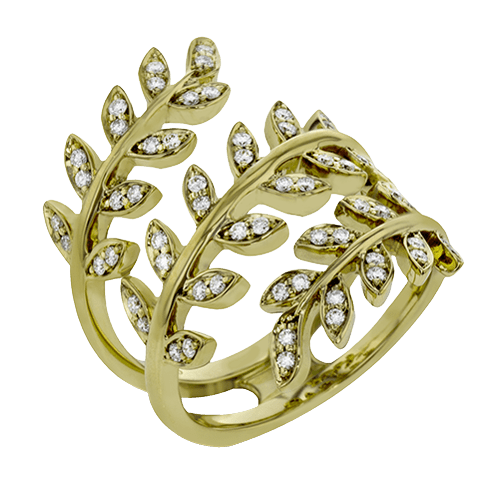 Fallen Leaves Fashion Ring In 18k Gold With Diamonds - Simon G. Jewelry