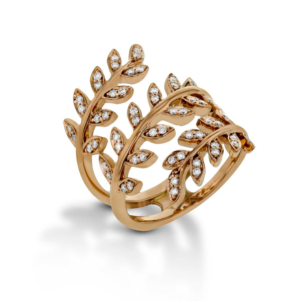 Fallen Leaves Fashion Ring In 18k Gold With Diamonds - Simon G. Jewelry