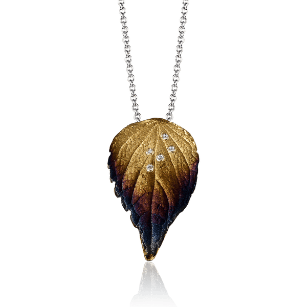 Fallen Leaves Pendant Necklace in 18k Gold with Diamonds - Simon G. Jewelry