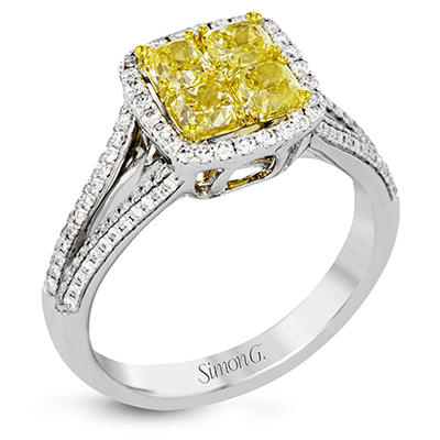 Fashion Color Halo Ring in 18k Gold with Diamonds - Simon G. Jewelry