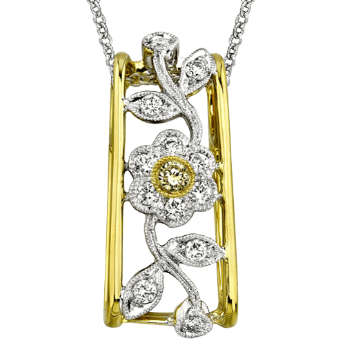 Floral Pendant in 18k Gold with Diamonds - Simon G. Jewelry