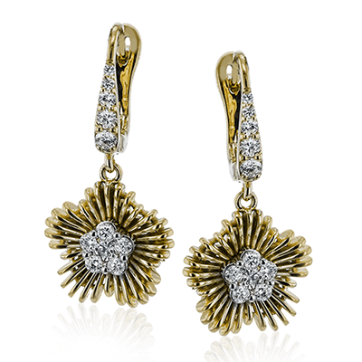 Flower Earrings in 18k Gold with Diamonds - Simon G. Jewelry