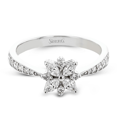 Flower Fashion Ring in 18k Gold with Diamonds - Simon G. Jewelry