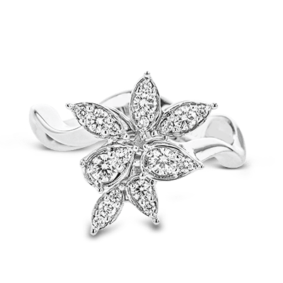 Flower Fashion Ring in 18k Gold with Diamonds - Simon G. Jewelry