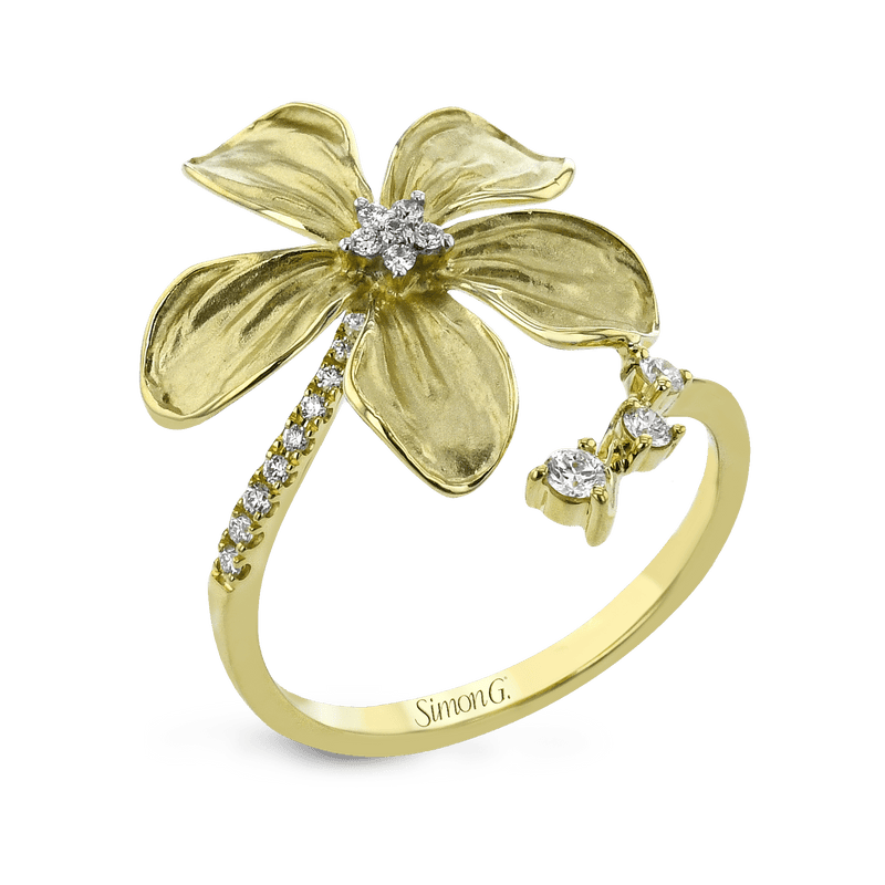 Flower Fashion Ring In 18k Gold With Diamonds - Simon G. Jewelry