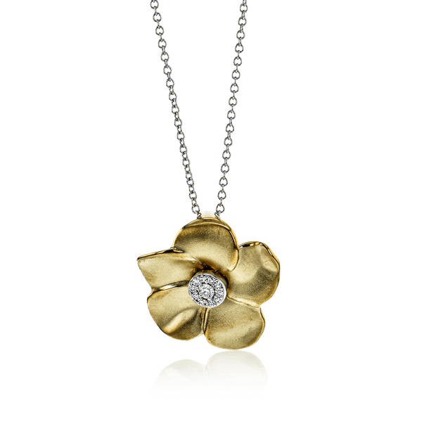 Flower Pendant Necklace in 18k Gold with Diamonds - Simon G. Jewelry