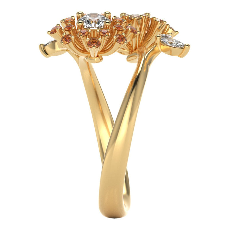 Garden Fashion Ring in 18k Gold with Diamonds & Sapphires - Simon G. Jewelry