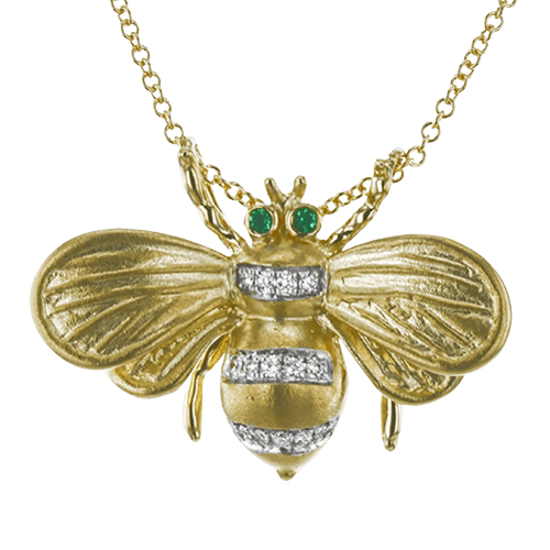 Gemstone Bee Pendant Necklace in 18k Gold with Diamonds - Simon G. Jewelry