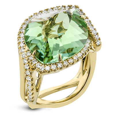 Green Tourmaline Color Ring in 18k Gold with Diamonds - Simon G. Jewelry