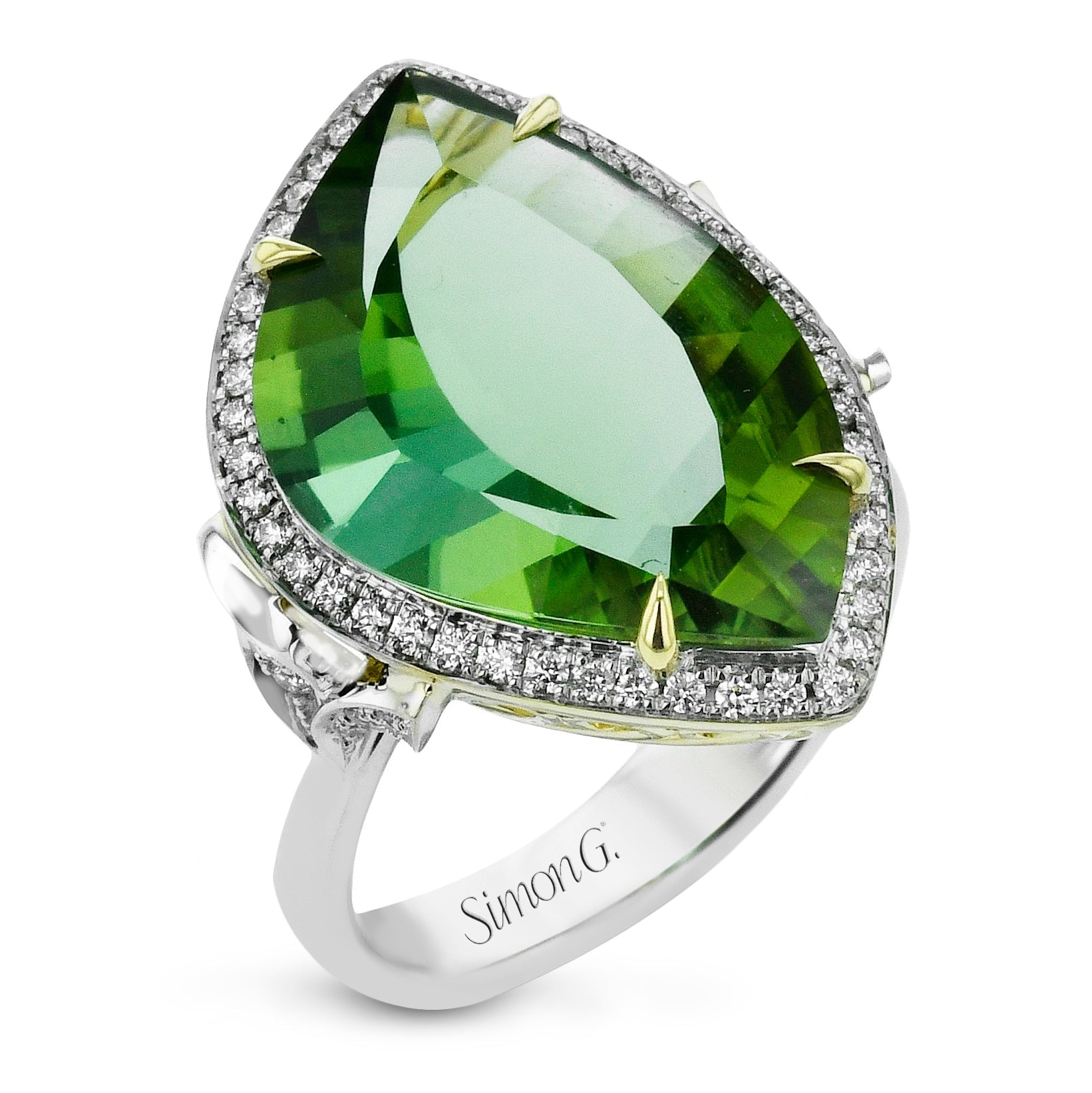 Green Tourmaline & Diamond Ring in 18k Gold - Simon G. Jewelry
