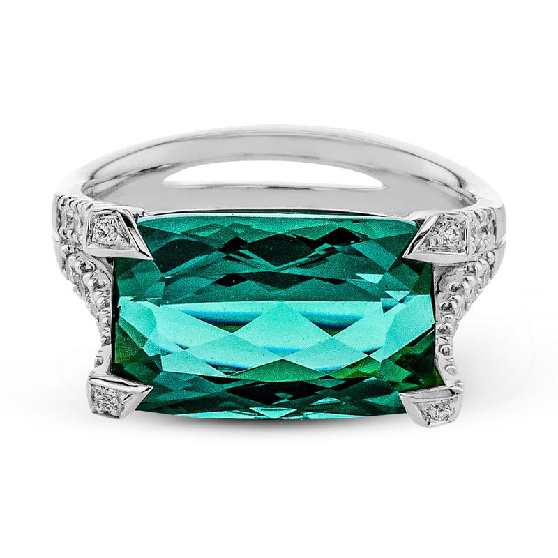 Green Tourmaline Fashion Ring in 18k Gold with Diamonds - Simon G. Jewelry