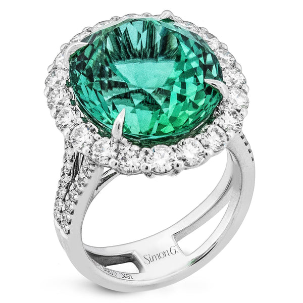 Green Tourmaline Ring in 18k Gold with Diamonds - Simon G. Jewelry
