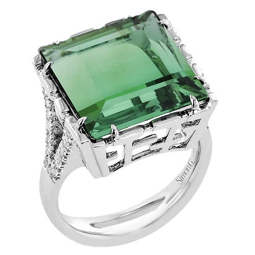 Green Tourmaline Ring In 18k Gold With Diamonds - Simon G. Jewelry